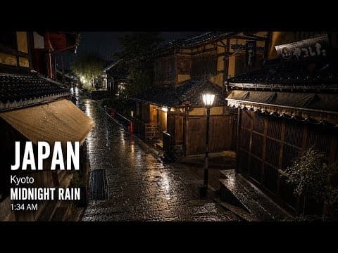 Kyoto at 1:34 AM — 1 Hour Midnight Rain Before the Typhoon [4K 3D Binaural]