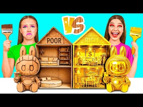 We Build Amazing Doll House for Labubu | Rich vs Broke Challenge