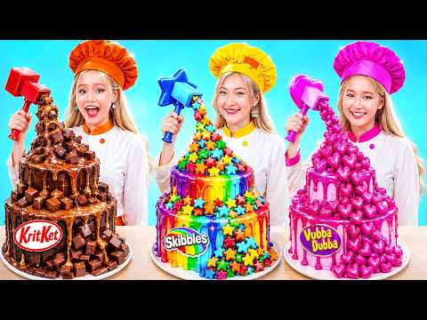 สายรุ้งจน Vs ช็อกโกแลตรวย Vs สีชมพูรวยระดับกิก้า ในชาเลนจ์ตกแต่งเค้ก! | Baby Doll Thailand