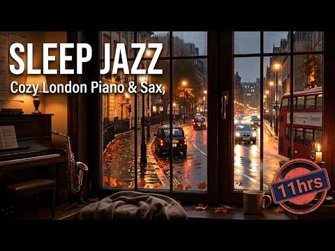 Sleep Jazz • Autumn Rain Piano & Sax — 11 Hours Cozy London