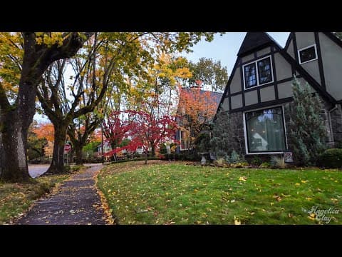 A Moody Autumn 🍂Walk Through a Cozy Neighborhood | Portland, Oregon (Wind & Rustling Leaves)