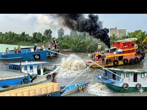 Bao Nhiêu Ngày Sà Lan Mắc Cạn Cuối Cùng Tàu Kéo Cũng Xuất Hiện Kéo Sà Lan Cạn Ra.