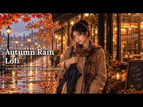 Autumn Rain Lofi 🍂🌧️ 3 Hours of Cozy Music & Rain Sounds for Study, Work & Relax