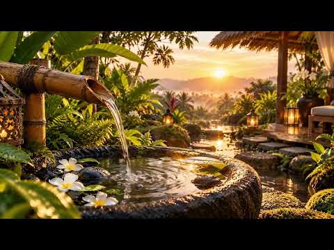 Relaxing Music: Bamboo Water Fountain + Healing Piano 🌿 Sleep Music, Meditation and Nature Sounds