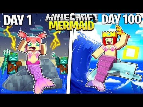 I Survived 100 Days as a MERMAID in Minecraft