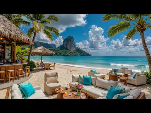 Summer Bossa Nova 🌴 Beach Cafe Ambience & Ocean Wave Sounds for a Good Mood | Seaside Vibes