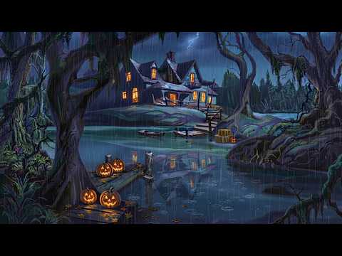 rainy swamp house in autumn with 1950s oldies playing in another room | relaxing rain & sleep 🌧️🎃