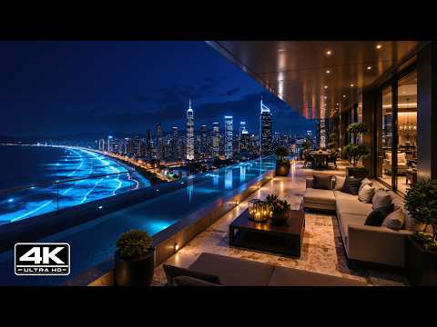Elegant Night Jazz | Cozy Apartment with Ocean View & Jazz Relaxing Music for Study, Focus