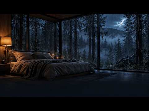 Rain on a Glass Cabin in the Pines 🌲 3 Hours Deep Sleep Music, Soft Piano & Rain