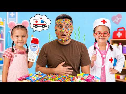 Twin Twin Pretend Play Save Dad with Magic Syrup & Other Stories for Kids