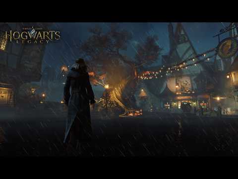 [4K] Stormy Autumn Night Walk in Hogsmeade on Halloween 🎃 | Harry Potter Ambience