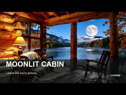 Moonlit Lakeside Cabin | 3 Hours of Soft Piano & Peaceful Night Ambience
