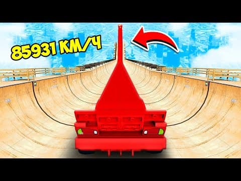NO BRAKES DOWNHILL ON THE LONGEST LEGO LIGHTNING MCQUEEN LIMO OVER A RAMP IN GTA 5!