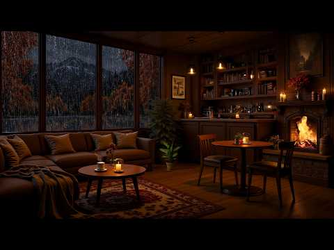 Coffee First, Soft Jazz Second ☕ Rainy Cabin Coffeehouse & Fireplace For Deep Focus
