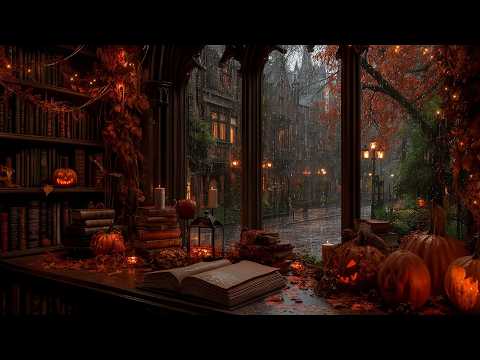 🎃🌧️ Cozy Rainy Halloween Night | Rain on Window for Study, Sleep & Relax