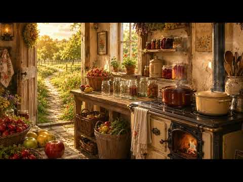 Cozy Summer Kitchen Preserving 🌿 Slow Living Golden Ambience & Soft Music (5 Hours)