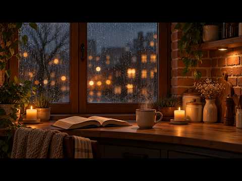 Elegant Autumn Night Jazz & Gentle Rain by the Window | Relaxing Piano Jazz for Deep Sleep