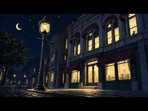 a moonlit 1940s night by the cozy café 🌙 | soft vintage oldies jazz | read, relax &amp; sleep