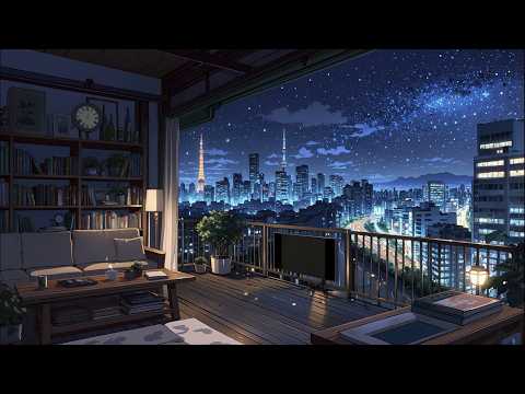 Starry Night Balcony 🌌 lofi Beats for Study, Work & Relaxation 🌠