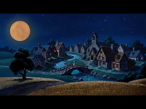 1940s music playing in a faraway cottage | peaceful village nightfall ambience for a good mood