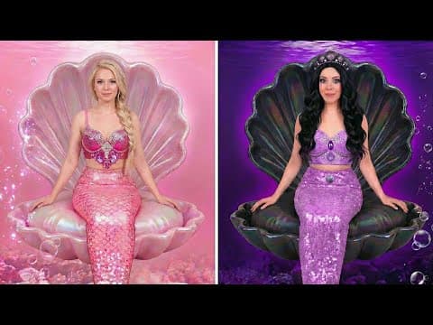PINK Mermaid vs BLACK Mermaid ✨ Mesmerizing Mermaid Makeover
