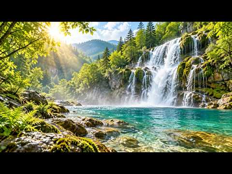 Forest Waterfall Sounds 🌿 3 Hours with Birds & Insects for Sleep & Relaxation | No Music