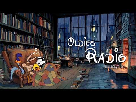 Oldies Playing in Another Room | Sleeping in a Rainy London Library 🌧️