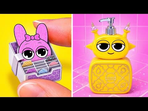 SPRUNKI MINI DIYS BUILD! 💖 Adorable Bathroom Crafts & Room Glow-Up 📦✨