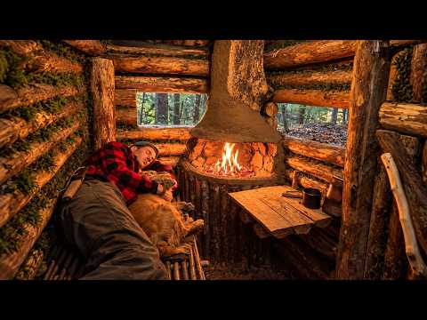 6 Days Building a Log Cabin Deep in the Carpathians with a Fireplace | Bushcraft Survival