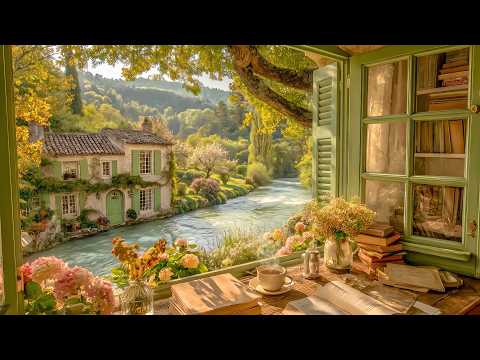 morning by the spring window 🌿 soft breeze, soft birds & flowing water for quiet peace and focus