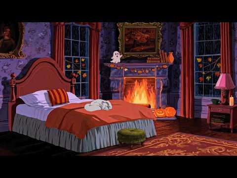 cozy rainy bedroom with a sleeping cat and 1950s oldies playing in another room  🛌🔥