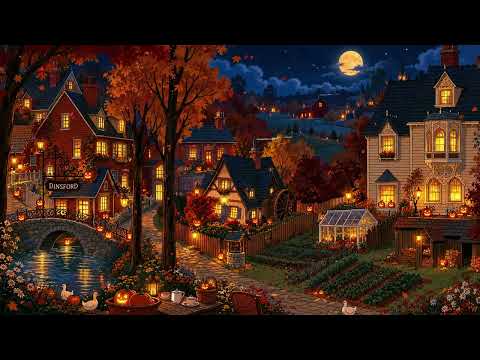 🎃 spooky autumn night in a quiet village with oldies playing in another room | relax & chill