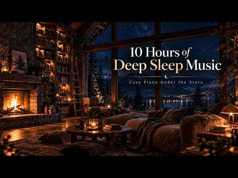 10 Hours of Deep Sleep Music 🌙 Cozy Piano by the Fireplace