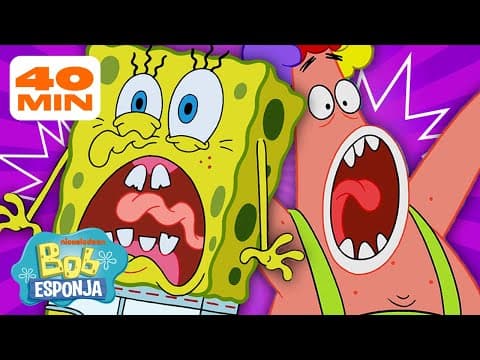 Bob Esponja | Todas las ocasiones que Bob Esponja y Patricio se asustan 😰 | 40 minutos