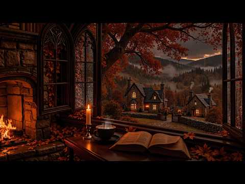 Stay a While, the Autumn Rain Has Just Begun | Cozy Reading Nook with Gothic Cottage | Dark Academia