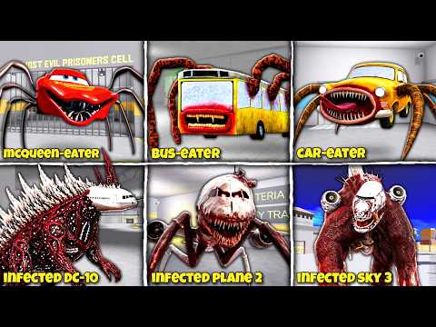 CAR EATER Vs INFECTED SKY TAPES! What if I BECOME BUS EATER, GUGUGAGA Penguin in BARRY'S PRISON RUN!