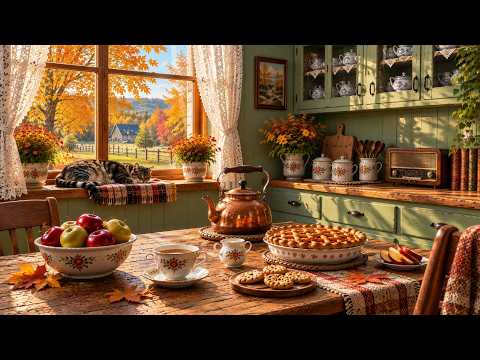 Autumn Apple Pie in Grandma’s 1950s Country Kitchen 🍎🥧 | Oldies Playing Softly in Another Room