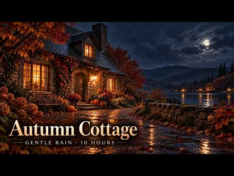 Autumn Cottage Garden Rain | 10 Hours of Gentle Rain on Leaves | No Music