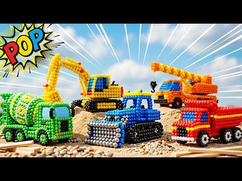 Magic Balloon Trucks POP! 🎈 Learn Colors & Construction Vehicles | Transformation Song for Kids