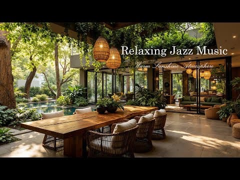 Relaxing Piano Jazz in Luxury Garden Café | Warm Nature Light & Peaceful Ambience to Relieve Stress