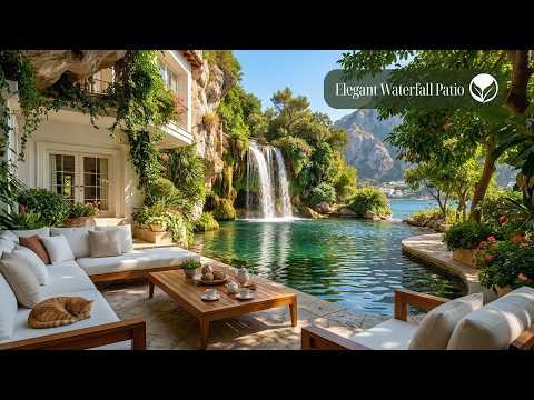 Elegant Waterfall Patio 🌿 Birdsong, Flowing Water & Peaceful Nature Sounds for Focus, Rest & Peace