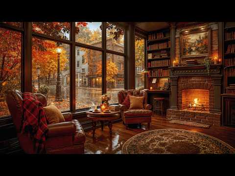 Warm Jazz by the Fireplace on a Rainy Autumn Day ☕ Cozy Café Music for Study & Slow Moments