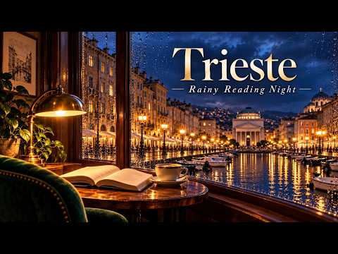 Rainy Night in Trieste | Old Café, Canal Rain & Quiet Reading | 1 Hour