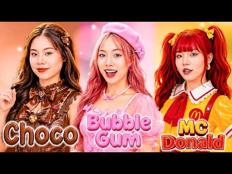 Chocolate Vs Bubble Gum Vs McDonald's At Makeover Challenge! Who Will Win?