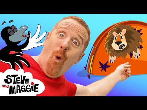 Camping Fun with Toy Animals from Steve and Maggie | Playground Hide and Seek Story for Kids