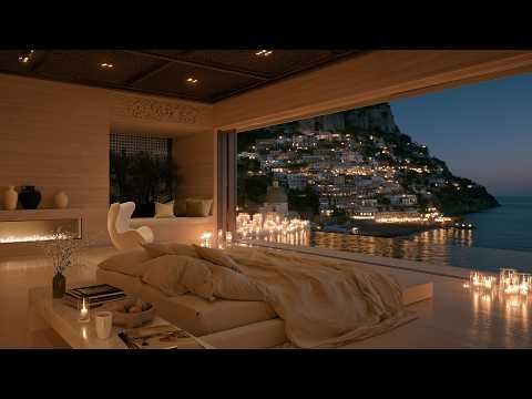 Late Night Jazz Music - Soft Piano Jazz To Relax And Unwind In A Bedroom Facing Positano At Night