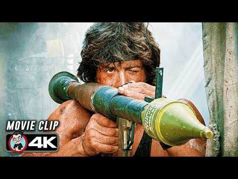 Rambo Destroys River Pirates Scene | RAMBO: FIRST BLOOD PART II (1985) Movie CLIP 4K