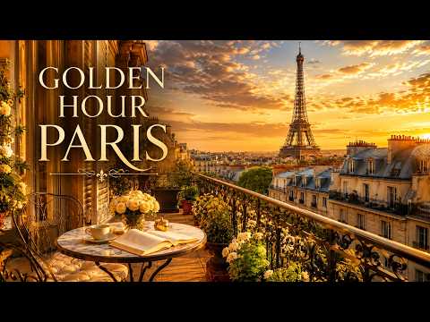 Golden Hour Paris Rooftop 🌇 Soft Piano Jazz for Summer Evenings, Reading & Relaxation