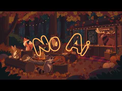 Woodland Campfire & Cider Stand 🍎🔥 | Lofi Music for Relaxing, Drawing & Cozy Fall Nights | No AI