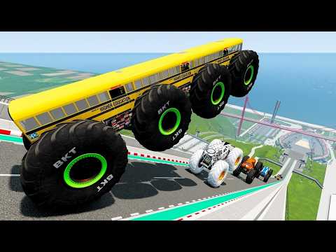 Epic High Speed Monster Trucks Jumps & Crashes #142 - BeamNG Drive